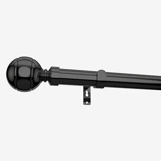 35mm Allure Classic Black Nickel Ribbed Ball Finial Eyelet pole