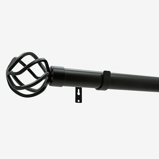 35mm Allure Classic Matt Black Cage Finial Eyelet pole