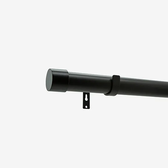 35mm Allure Classic Matt Black End Cap Finial Eyelet pole