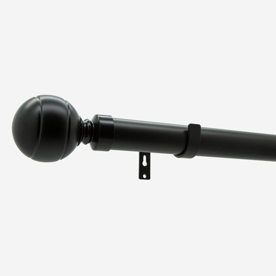 35mm Allure Classic Matt Black Ribbed Ball Finial Eyelet pole