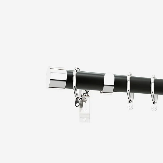 35mm Allure Classic Matt Black With Chrome End Cap Finial pole