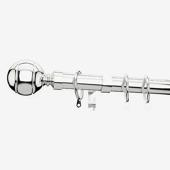 35mm Allure Classic Polished Chrome Ribbed Ball Finial pole