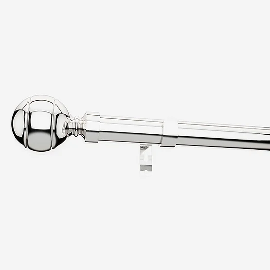 35mm Allure Classic Polished Chrome Ribbed Ball Finial Eyelet pole