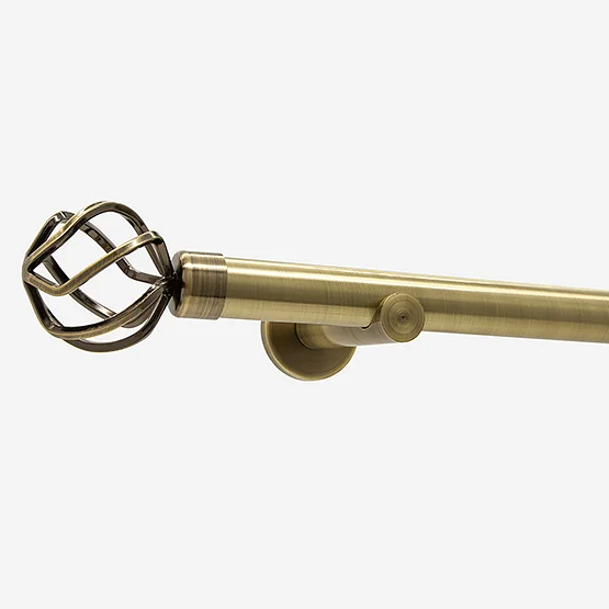 35mm Allure Signature Antique Brass Cage Finial Eyelet pole