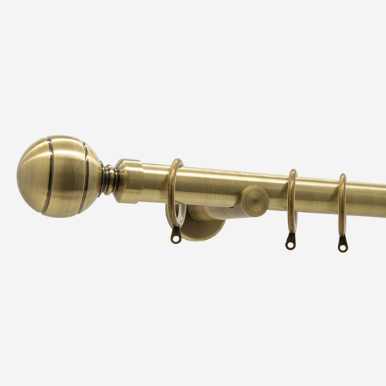 35mm Allure Signature Antique Brass Ribbed Ball Finial pole