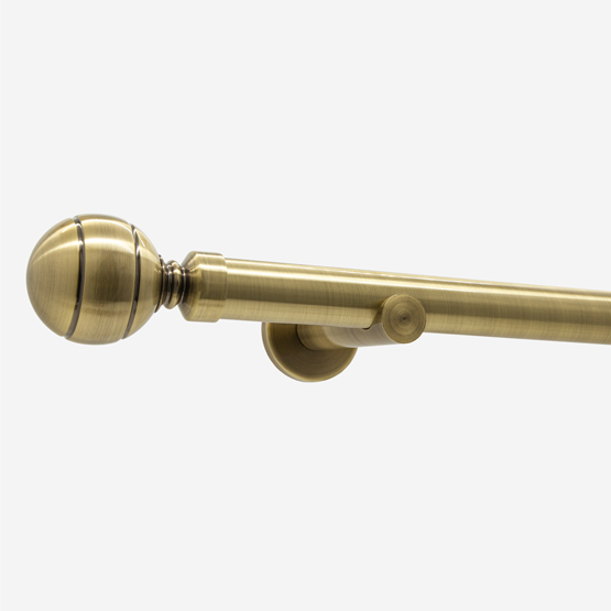 35mm Allure Signature Antique Brass Ribbed Ball Finial Eyelet pole
