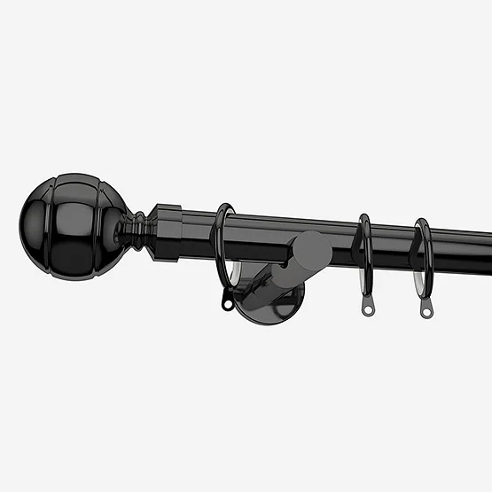35mm Allure Signature Black Nickel Ribbed Ball Finial pole