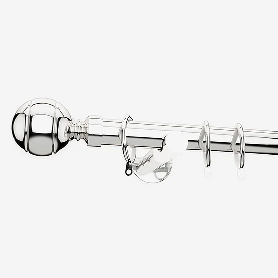 35mm Allure Signature Polished Chrome Ribbed Ball Finial pole