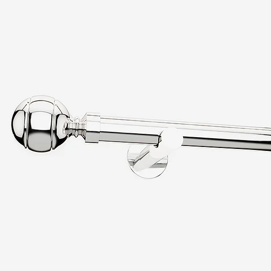 35mm Allure Signature Polished Chrome Ribbed Ball Finial Eyelet pole