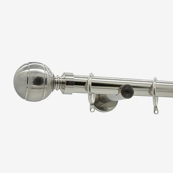35mm Allure Signature Stainless Steel Ribbed Ball Finial pole