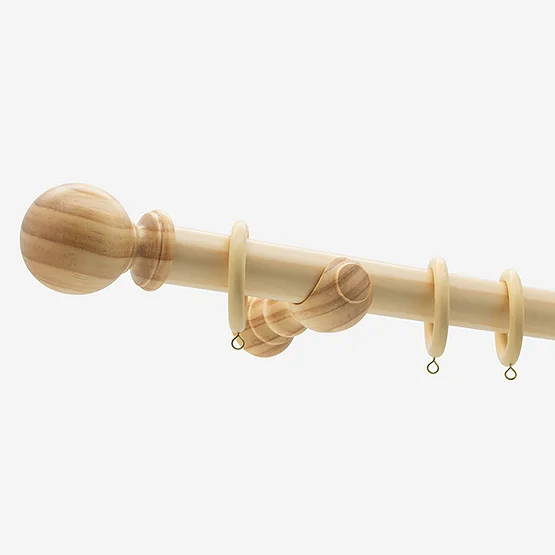 35mm Prime Light Oak Ball Curtain Pole pole