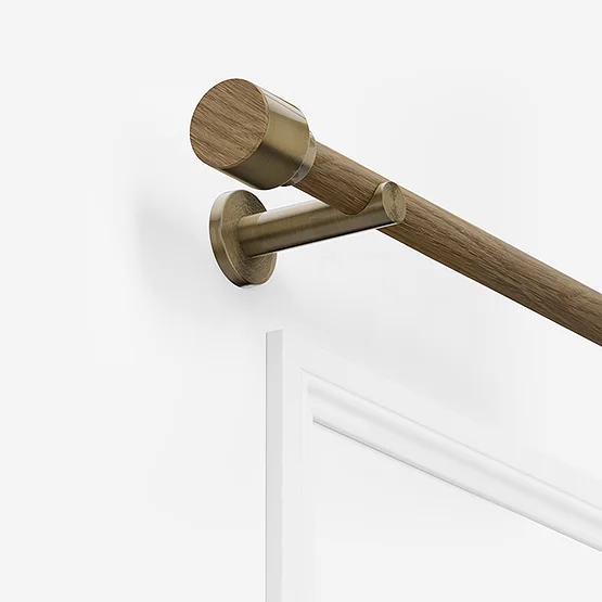 28mm Signature Antique Brass & Aged Oak Drum Eyelet pole