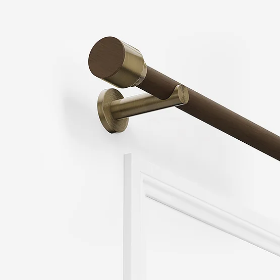 28mm Signature Antique Brass & Walnut Drum Eyelet pole