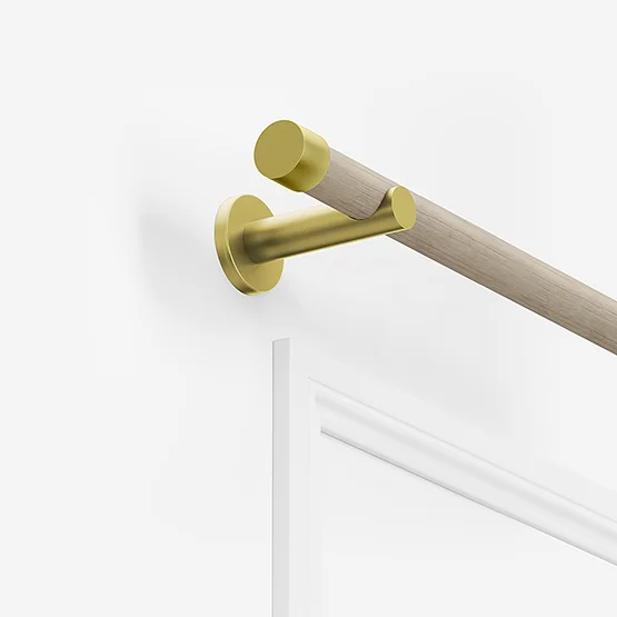 28mm Signature Brushed Gold & Light Oak End Cap Eyelet pole
