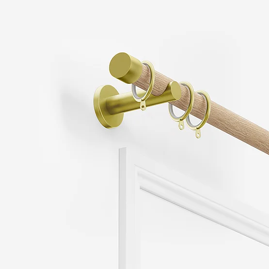 28mm Signature Brushed Gold & Natural Oak End Cap pole