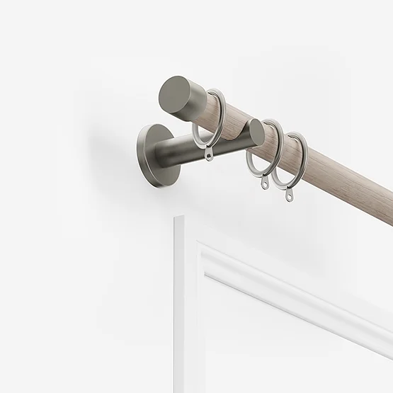 28mm Signature Brushed Steel & Light Oak End Cap pole