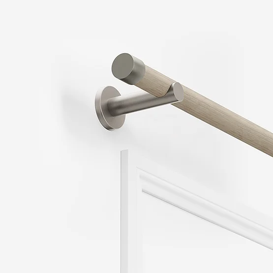 28mm Signature Brushed Steel & Light Oak End Cap Eyelet pole