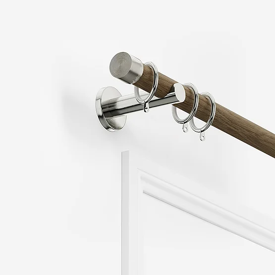 28mm Signature Stainless Steel & Aged Oak End Cap pole