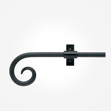 12mm Black Wrought Iron Curl Finials Curtain Pole