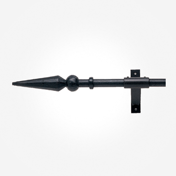 16mm Black Wrought Iron Ball And Spear Finials