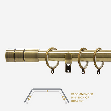 28mm Allure Classic Antique Brass Barrel Bay Window Curtain Pole