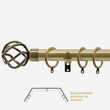 28mm Allure Classic Antique Brass Cage Bay Window Curtain Pole