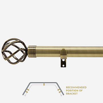 28mm Allure Classic Antique Brass Cage Eyelet Bay Window Curtain Pole