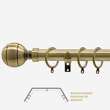 28mm Allure Classic Antique Brass Ribbed Ball Bay Window