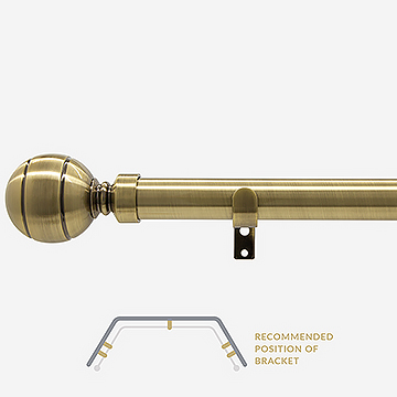 28mm Allure Classic Antique Brass Ribbed Ball Eyelet Bay Window