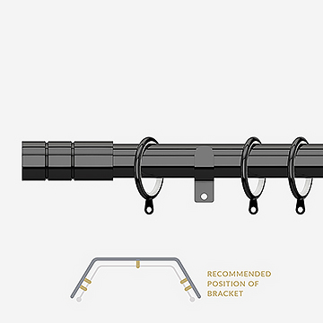 28mm Allure Classic Black Nickel Barrel Bay Window Curtain Pole