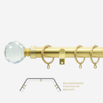 28mm Classic Brushed Gold Crystal Bay Window Curtain Pole