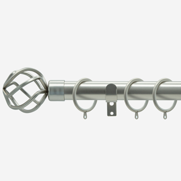 28mm Classic Brushed Steel Cage Curtain Pole