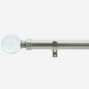 28mm Classic Brushed Steel Glass Bubbles Eyelet Curtain Pole