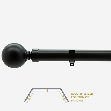 28mm Allure Classic Matt Black Ball Eyelet Bay Window Curtain Pole