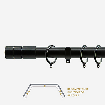 28mm Allure Classic Matt Black Barrel Bay Window Curtain Pole