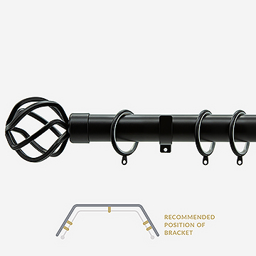 28mm Allure Classic Matt Black Cage Bay Window Curtain Pole