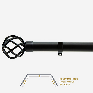28mm Allure Classic Matt Black Cage Eyelet Bay Window Curtain Pole