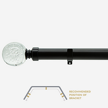 28mm Allure Classic Matt Black Glass Bubbles Eyelet Bay Window Curtain Pole