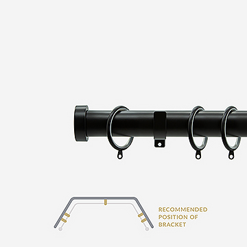 28mm Allure Classic Matt Black Stud Bay Window Curtain Pole