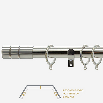 28mm Allure Classic Stainless Steel Barrel Bay Window Curtain Pole
