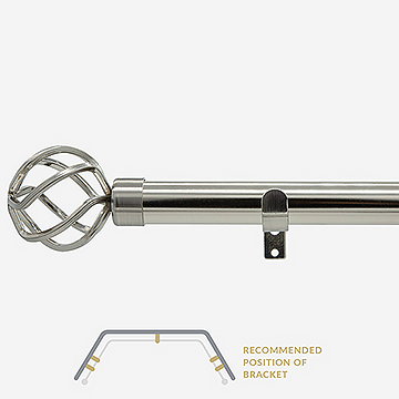 28mm Allure Classic Stainless Steel Cage Eyelet Bay Window Curtain Pole