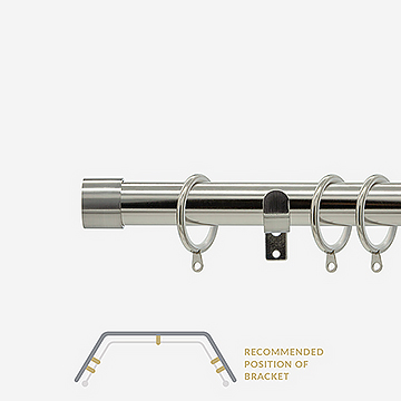 28mm Allure Classic Stainless Steel End Cap Bay Window Curtain Pole
