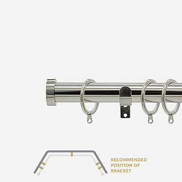 28mm Allure Classic Stainless Steel Stud Bay Window Curtain Pole