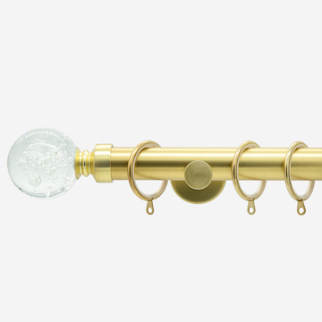 28mm Signature Brushed Gold Glass Bubbles Curtain Pole
