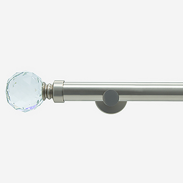28mm Signature Brushed Steel Crystal Eyelet Curtain Pole