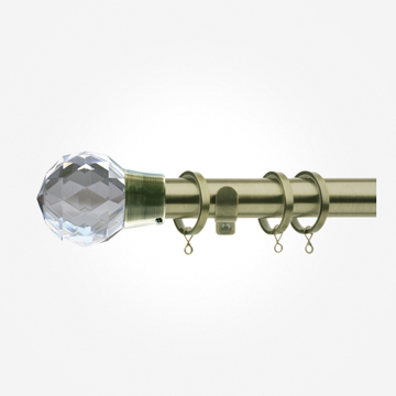 28mm Jones Quartz Antique Brass Crystal Finial Curtain Pole