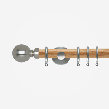 28mm Neo Oak With Stainless Steel Ball Curtain Pole