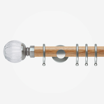 28mm Neo Oak With Stainless Steel Jewelled Ball Curtain Pole