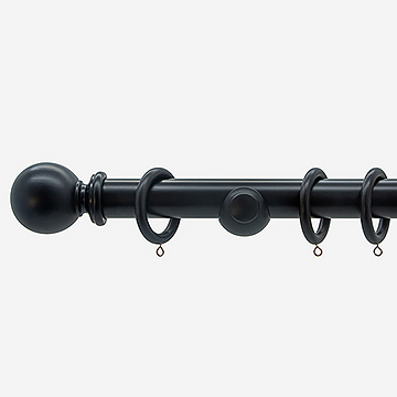 28mm Prime Black Ball Curtain Pole