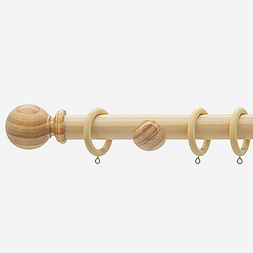 28mm Prime Light Oak Ball Curtain Pole